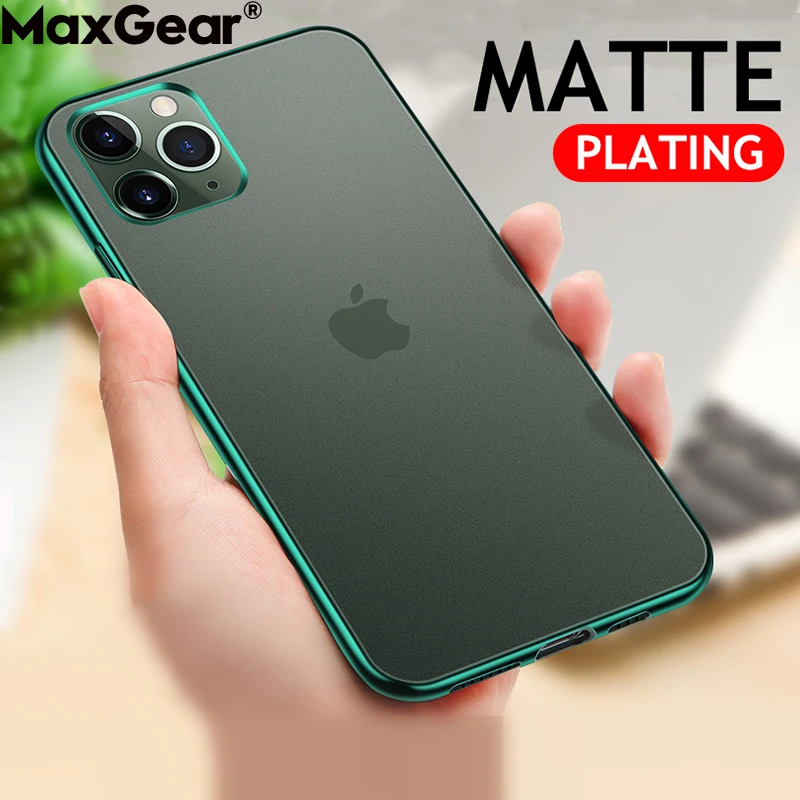 Роскошные Матовые чехлы с оправой для iPhone 11 Pro XS Max X XR 6 6S 7 8 Plus, тонкий прозрачный противоударный чехол для iPhone11, силиконовый чехол