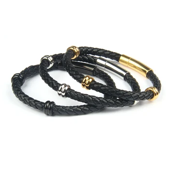 

Bracelet Bangles Accessories Ailatu Stainless Steel Genuine Leather Charm Hand Made New Magnetic Buckle Present, Gift,