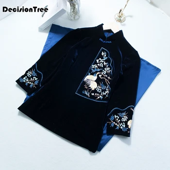 

2020 vietnam robes chiffon aodai graceful dress stand collar elegant traditional clothing floral cheongsam