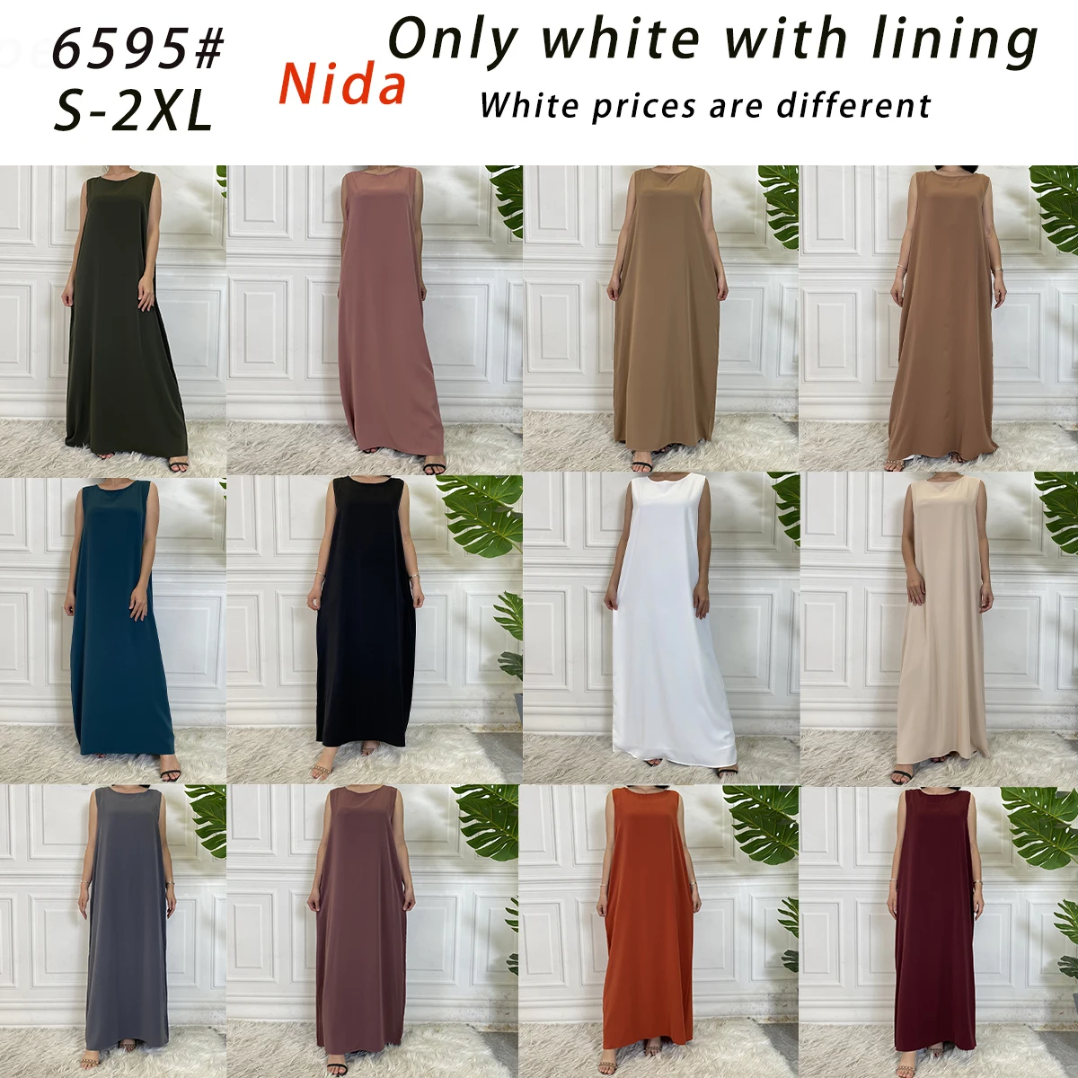 New Sleeveless Lining Dress Long Muslim Woman Abaya Moroccan Caftan Evening Modest Robe Arabic Kaftan Many Color Islamic Product - Image 4