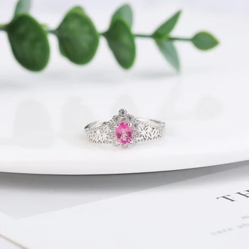 

Real 925 Sterling Silver Crown Adjustable Ring Natural Fine Jewelry Brazil Tourmaline Gemstones Rings for Women Bijoux