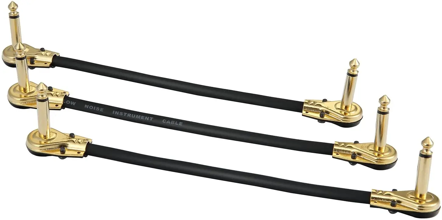 

3PCS Afuaim Guitar Patch Cables Right Angle 15CM 1/4 Instrument Cables for Guitar Effect Pedals