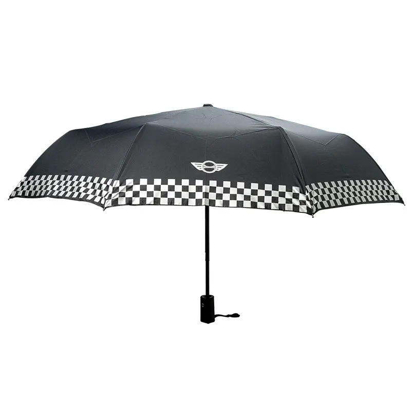 Suitable for BMW MINI Cooper Creative Sun Umbrella Black white grid Three-fold automatic folding Umbrella