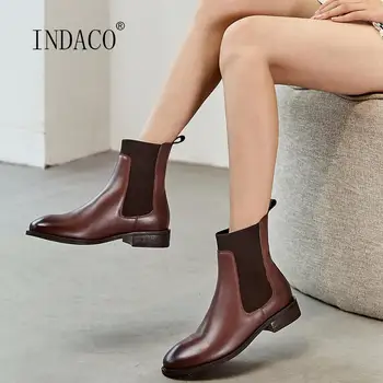 

Quality Leather Ankle Boots For Women Winter Shoes Leather Short Boots White Boots Slip On Sapato Feminino