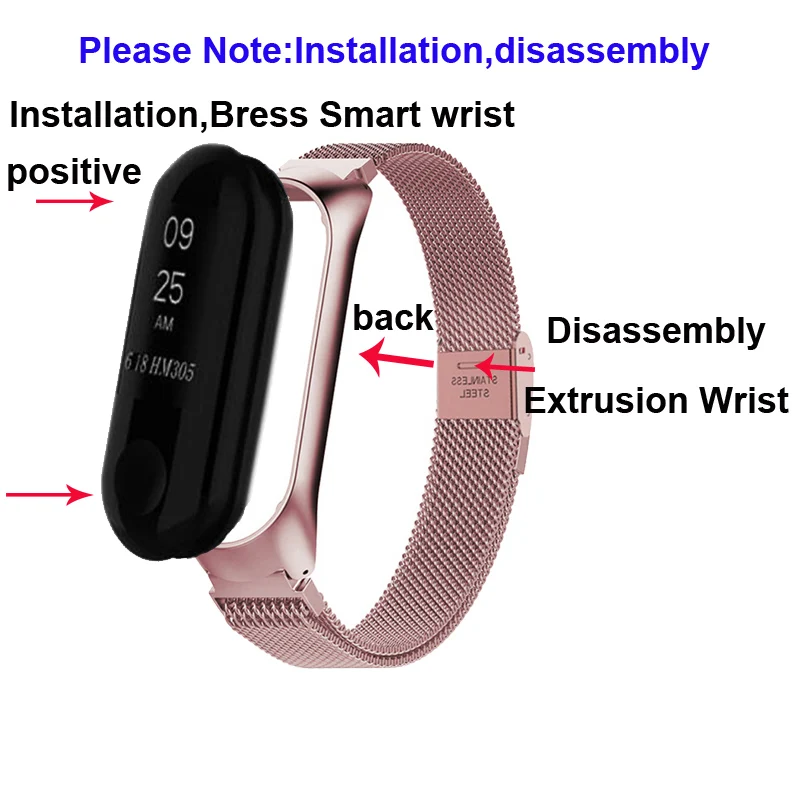 Mi Band 4 3 ремешок из нержавеющей стали металлический браслет для Xiao mi Nfc lanese band Смарт
