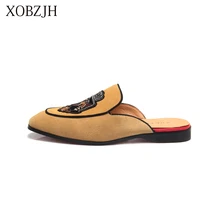 XOBZJH 2019 New Men Shoes Handmade Leisure Style Man Summer Party Shoes Men Yellow Flats Leather Loafers Shoes Size Shoes