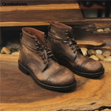 Martin Boots Men Fashion Autumn High-top Leather Boot Workwear Desert Boots Retro Genuine Leather Combat Boots Ankle Pointed Toe Men's Shoes Martin Boots Men Fashion Autumn High-top Leather Boot Workwear Desert Boots Retro Genuine Leather Combat Boots Ankle Pointed Toe Men's Shoes