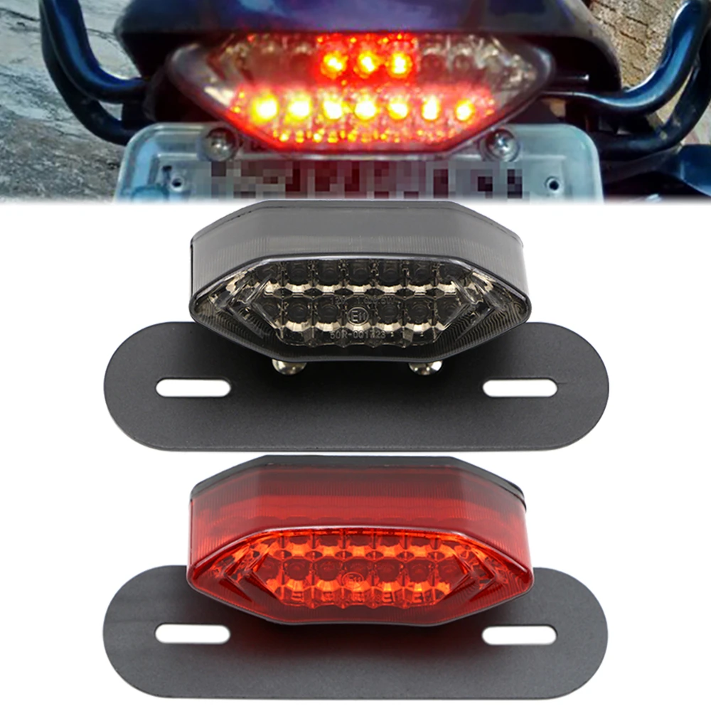 Motorcycle LED Brake Tail Turn Signal License Plate Integrated Light
