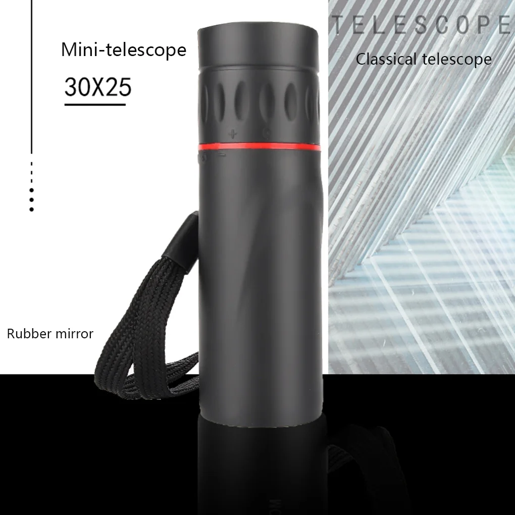 Outdoor Hiking Telescope 30x25 HD Mini Portable Focusing Telescope Optical Single Tube Binoculars With Integrated Handle Strap