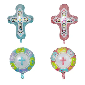 

Easter Cross Foil Helium Balloons Christening First Communion Eucharist Religious Party Decorations Jesus Pentecost Air Globos