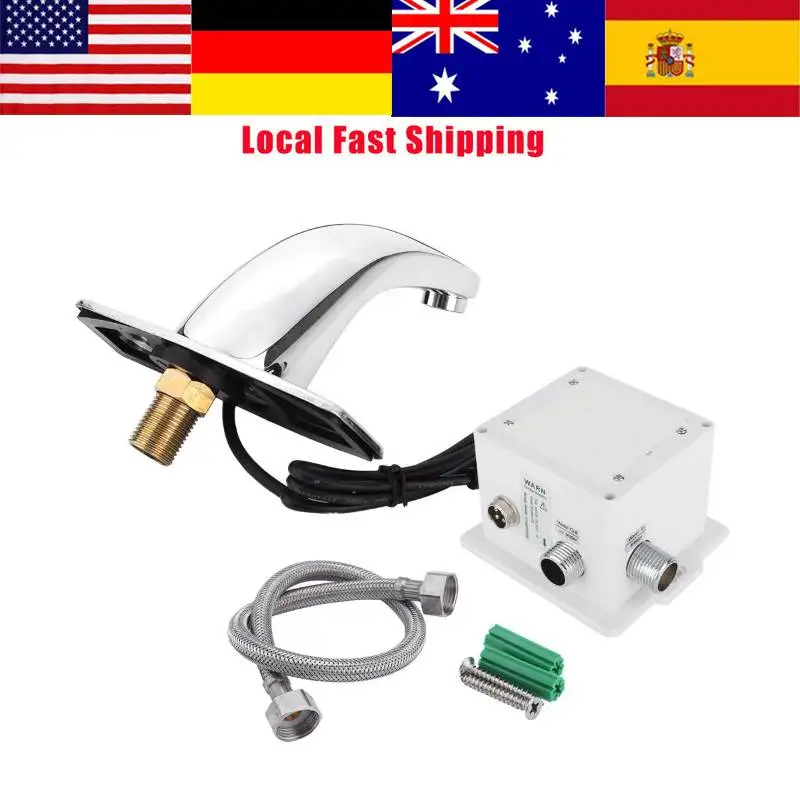 

Automatic Infrared Sensor Faucet Hands Free Basin Faucet Infrared Touchless Sink Taps w/ Cable Single Handle Basin Sensor Tap