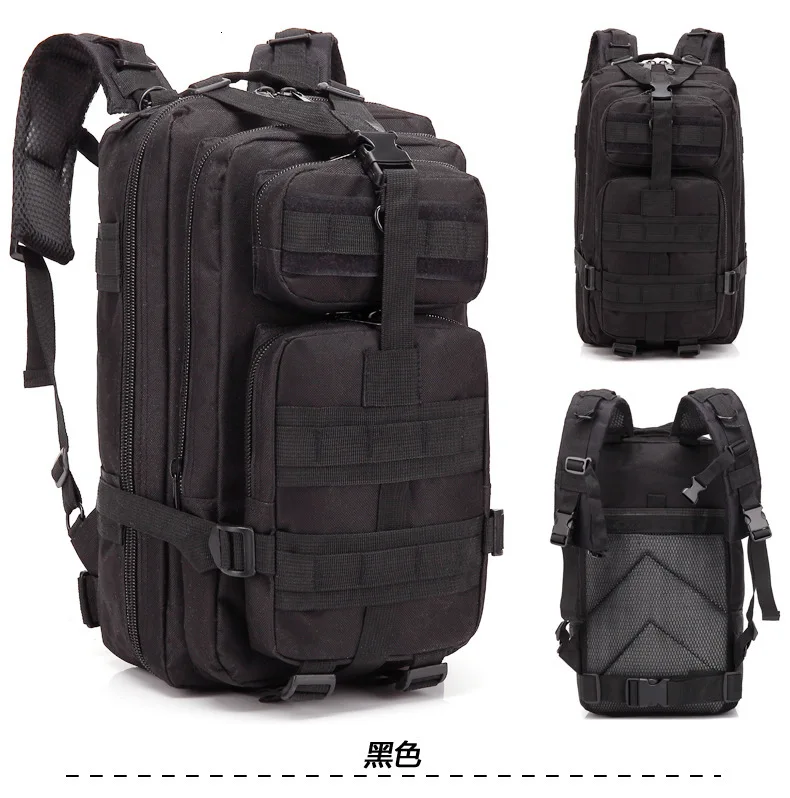 Камуфляжный рюкзак для занятий спортом на открытом воздухе, армейский рюкзак для фанатов альпинизма, посылка на плечи, 3p тактический рюкзак - Цвет: black
