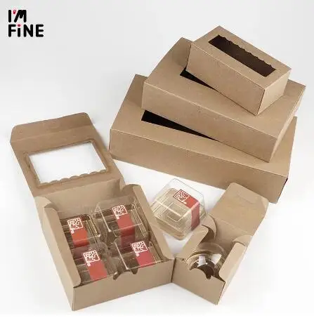 20 упаковочная бумажная коробка для печенья из крафт-бумаги свадьбы торта с