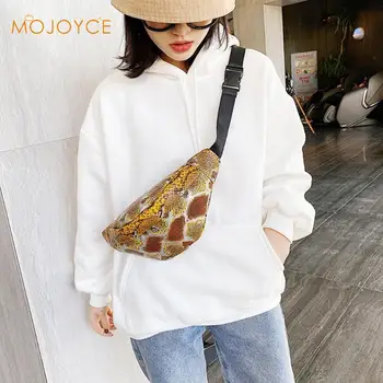

Snack Printing Shoulder Messenger Handbags Women PU Leather Waist Fanny Chest Pack PU Leather Waist Pouch Shoulder Messenger Bag