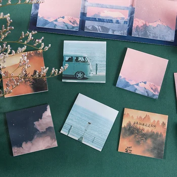 

150pcs Ins Style Sky Cloud Snow Mountain Fog Forest Memo Pad Deco Sticky Notes Self-Stick Notepad Diary Stationery School Supply