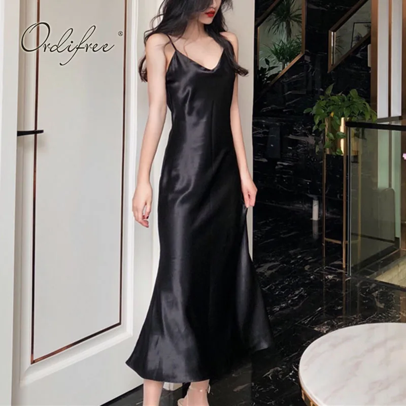 Ordifree 2022 Summer Women Long Satin 