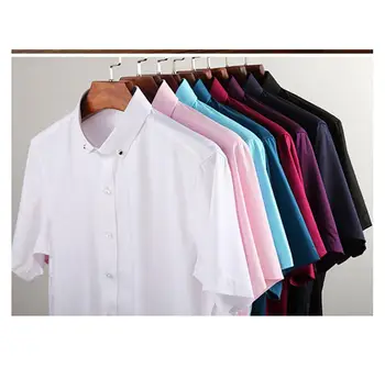 

2020 summer new men's thin short-sleeved shirt em8 solid color slim men's shirt casual shirt K2022-2-19