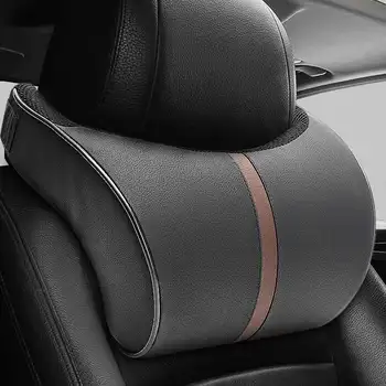 

2PCS Auto Car Seat Neck Pillow PU Leather Seat Headrest Pad Auto Car Neck Rest Memory Foam Pillows Automobiles Accessories