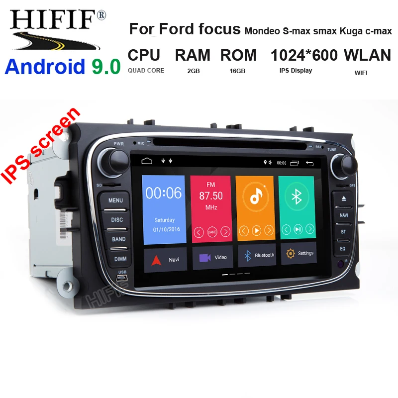 Ips четырехъядерный android 8,1 автомобильный dvd для Ford focus Mondeo S-max smax Kuga c-max gps умное радио видео wifi мультимедийный плеер