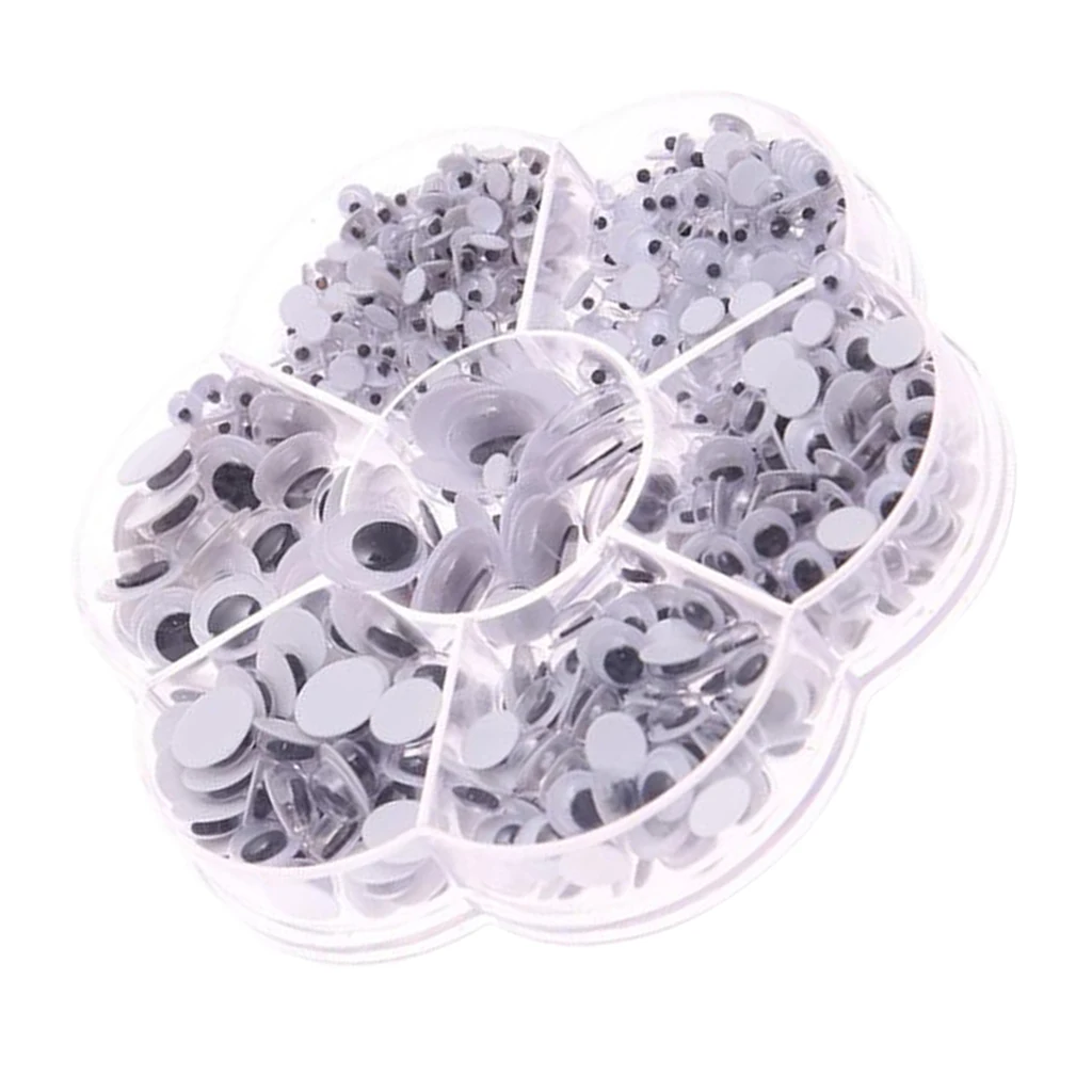 A Box Of 710 Pieces Assorted Size Self Adhesive Sticky Wiggle Googly Eyes