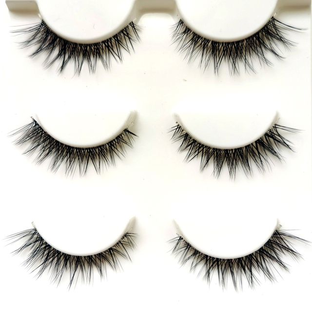 Wholesale Mink Eyelashes 3pair lashes invisible band mink lashes reusable false eyelashes Makeup in Bulk