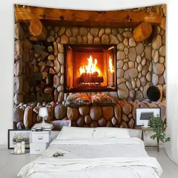 

Creative 2Size Fireplace Pattern Wall Tapestry Art Pattern Home Tapestry Sofa Mat Scarf Headboard Cover Table Cloth Fashion