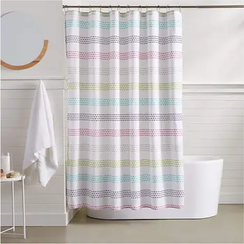 

Pastel Stripes Waterproof Polyester Shower Curtain Contains 12 Shower Curtain Hooks