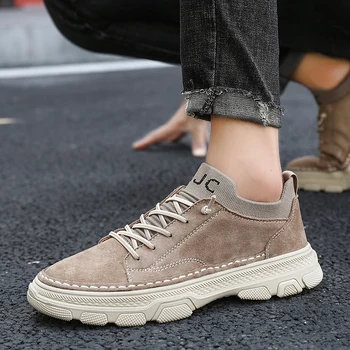 

casual shoes Men Flat Shoes Spring Autumn Casual Shoes outdoor breathable Leather Black Suede Tail Olomlb-mc Sneakers men