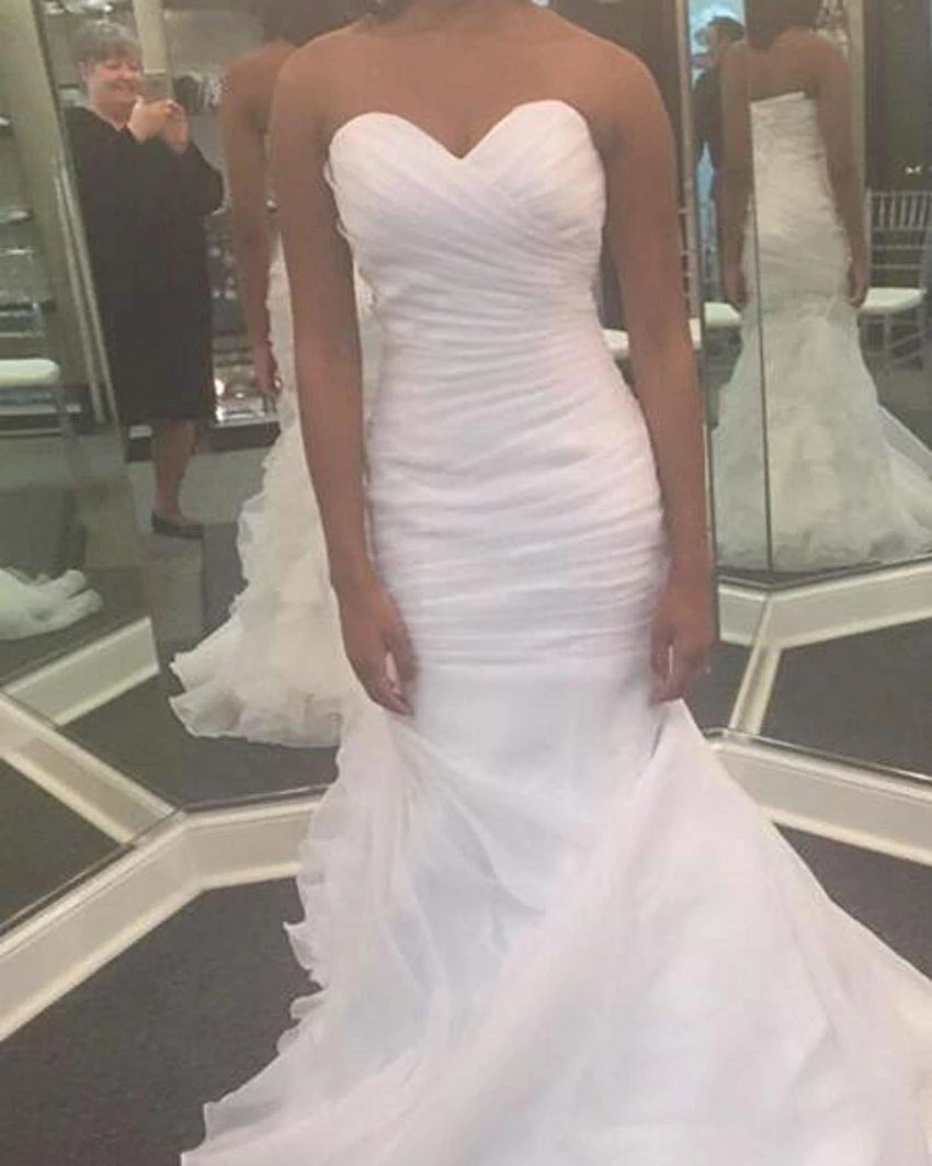 Robe De Mariee/кружевное свадебное платье русалки; коллекция года; с оборками; Изящные дизайнерские свадебные платья для девочек