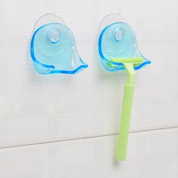 

Blue Plastic Razor Holder Transparent Adsorption Wall Shelf Storage Rack Manual Razor Pendant Storage Rack Bathroom Accessories
