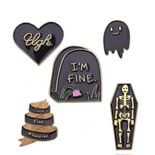 Стиль брошь желание Горячая тонкая надгробная плита гроб Скелет Призрак брошь от производителя