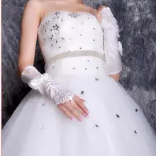 Кружевные свадебные перчатки с бантом, вечерние свадебные перчатки без пальцев