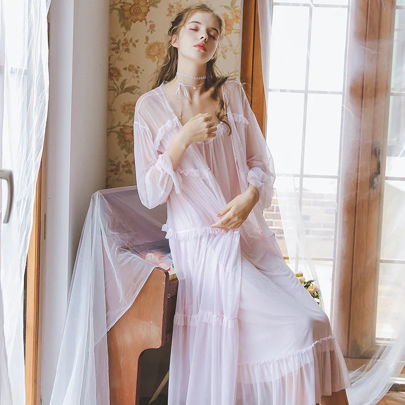 Новинка, сексуальная ретро ночная рубашка принцессы, сексуальная Элегантная ночная рубашка из двух частей, домашняя одежда, женский халат, набор GZ23