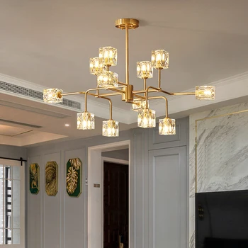 

Luxury Crystal Chandelier Lighting Simple Postmodern Living Room Dining Hanging Lights Nordic Bedroom Led Suspended Lamp Fixture
