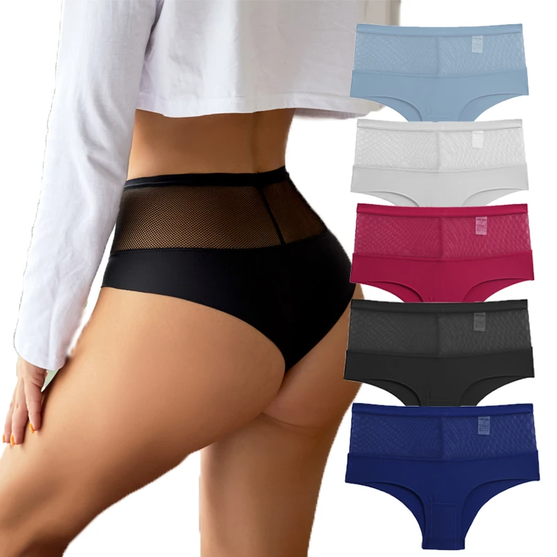 3PCS/Set M-XL Perspective High Waist Women's Panties Seamless Underwear Women See-Through Underpants Girls Intimates Lingerie plus size underwear