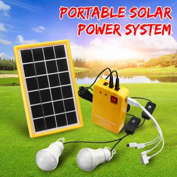 

Solar Panel 5V USB Charger Monocrystalline Solar Cell Solar Cell Kit with 3 LED Bulbs for Outdoor Connector Battery Charger