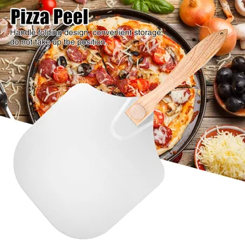 

Pizza Peel with Foldable Wood Handle for Easy Storage 12x 14Inch Gourmet Luxury Pizza Paddle for Baking Homemade Pizza and Bread