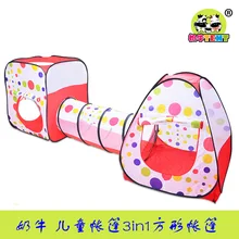 Детская палатка с коровой, стиль, набор из трех предметов, 3в1, в горошек, туннель, канал, квадратный игровой домик