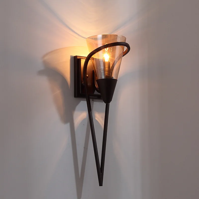 

living room background wall lamp study bedroom bedside decoration European Rural retro stair corridor mirror headlight