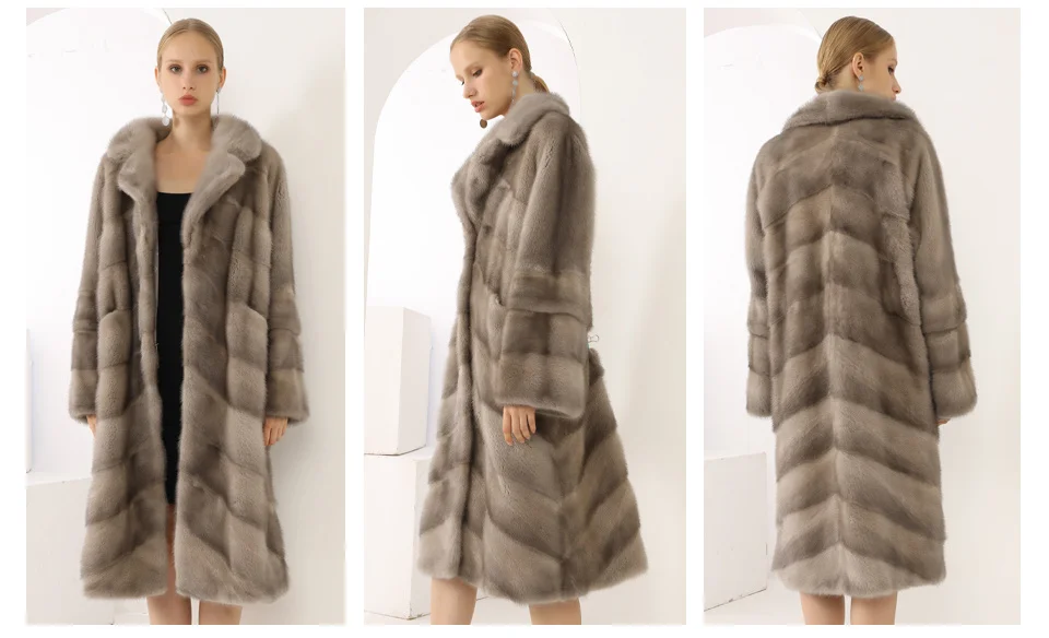 Real Mink Fur Coat Women Winter Natural Genuine Leather Mink Coats