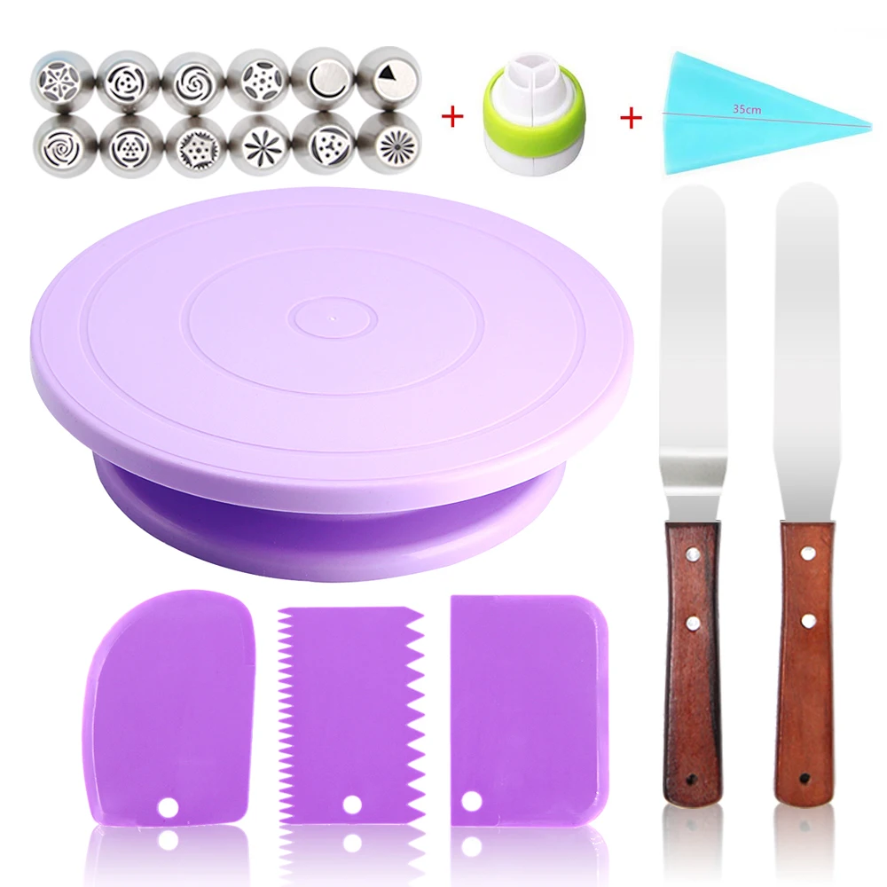 Knife Stand-Set Turntable-Tool Decorating Dough Cakes 10inch-Cream Plastic
