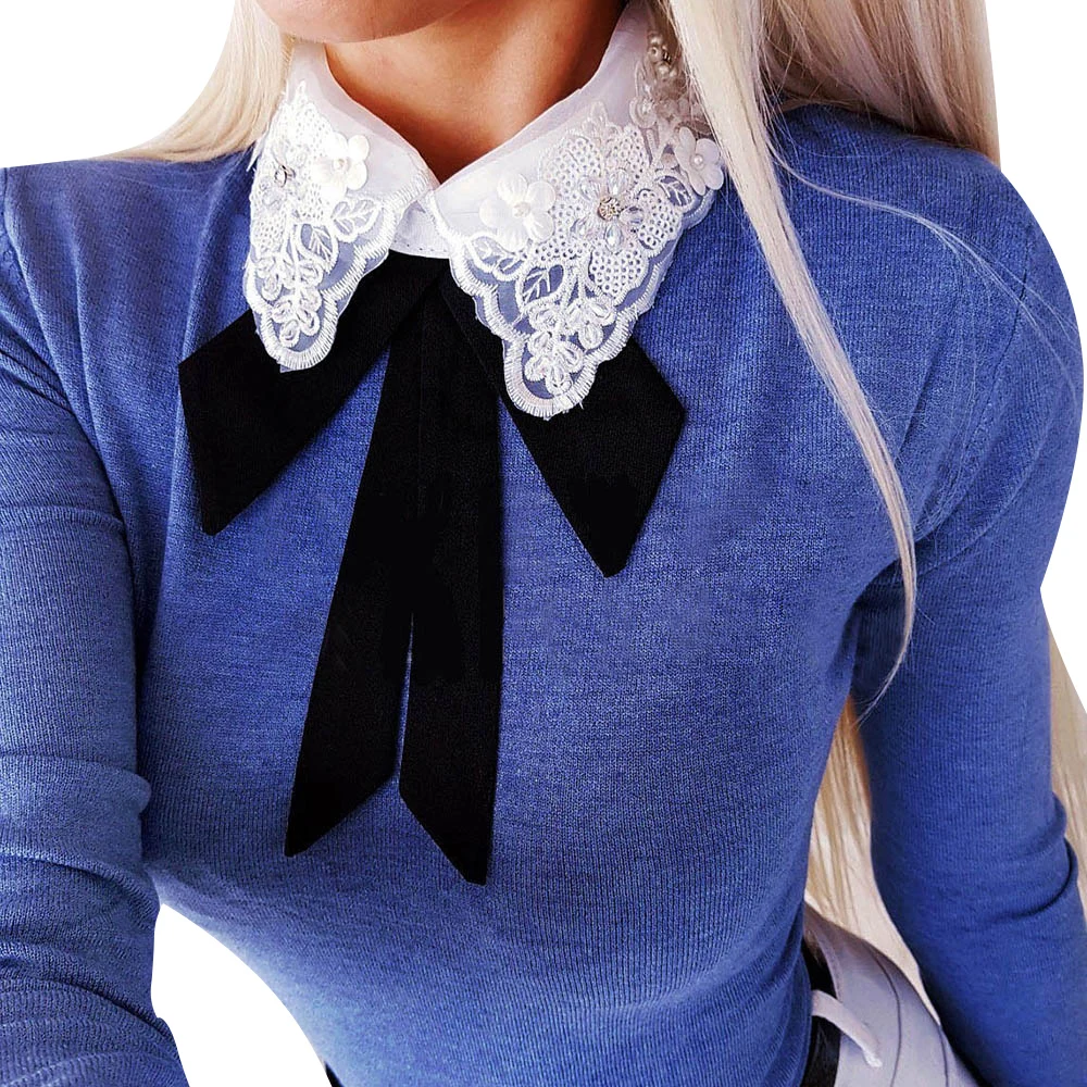  2019 Women Tops And Blouse Long Sleeve Autumn Shirt Tops For Female Bowknot Casual Turn-down Collar