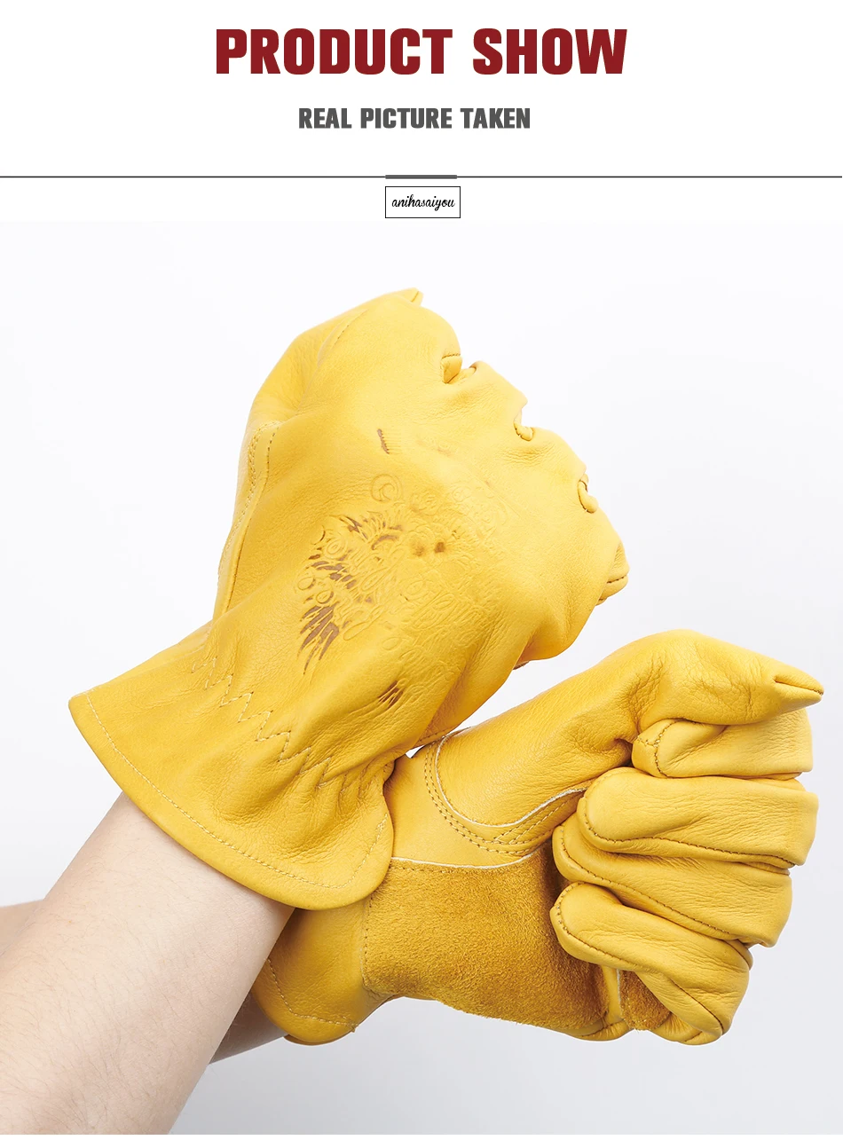 Printing Cowhide gloves male winter,Harley riding motorcycle gloves leather men's,wear and cashmere men's leather gloves-NP06