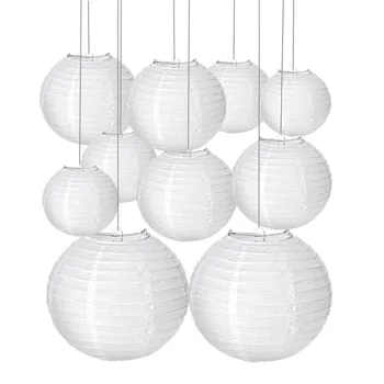 

9 Pcs/set 10"~14" Big White Chinese Japanese Paper Lanterns Assorted Sizes Round lampion Wedding Babyshower Party Hanging Decor