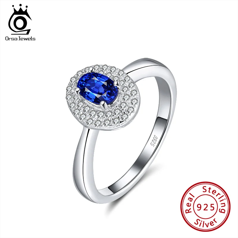 ORSA JEWELS роскошное кольцо из стерлингового серебра с синим большим цирконием