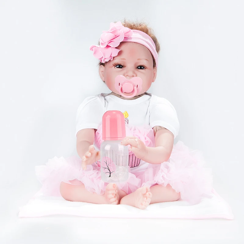 

55CM Silicone Reborn Baby Simulation Doll Pink Children Reborn Baby Newborn Doll Emulated Dolls Lovely Baby For Children Gifts
