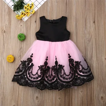 

Kids Girl Big Bow Princess Dress Formal Sleeveless Lace Tulle Tutu Wedding Party Dresses Girl Back Hollow Out Ball Gown 1-6Y