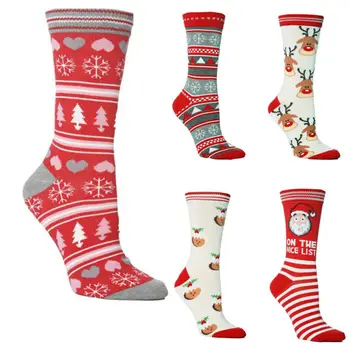 

Santa Claus Snowflake Deer Print Women Christmas Socks Wool Cotton Short Socks Winter Warm Cute Female Thermal Socks Gifts