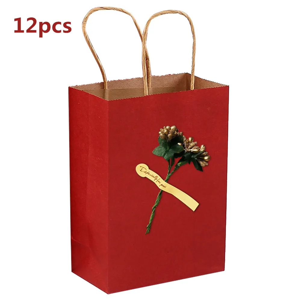Red 12pcs 4 шт Свадебные бумажные пакеты для упаковки конфет, перерабатываемые ювелирные изделия, вечерние сумки для хлеба, подарочные пакеты из крафт-бумаги, вечерние подарки, посылка - Цвет: Red 12pcs