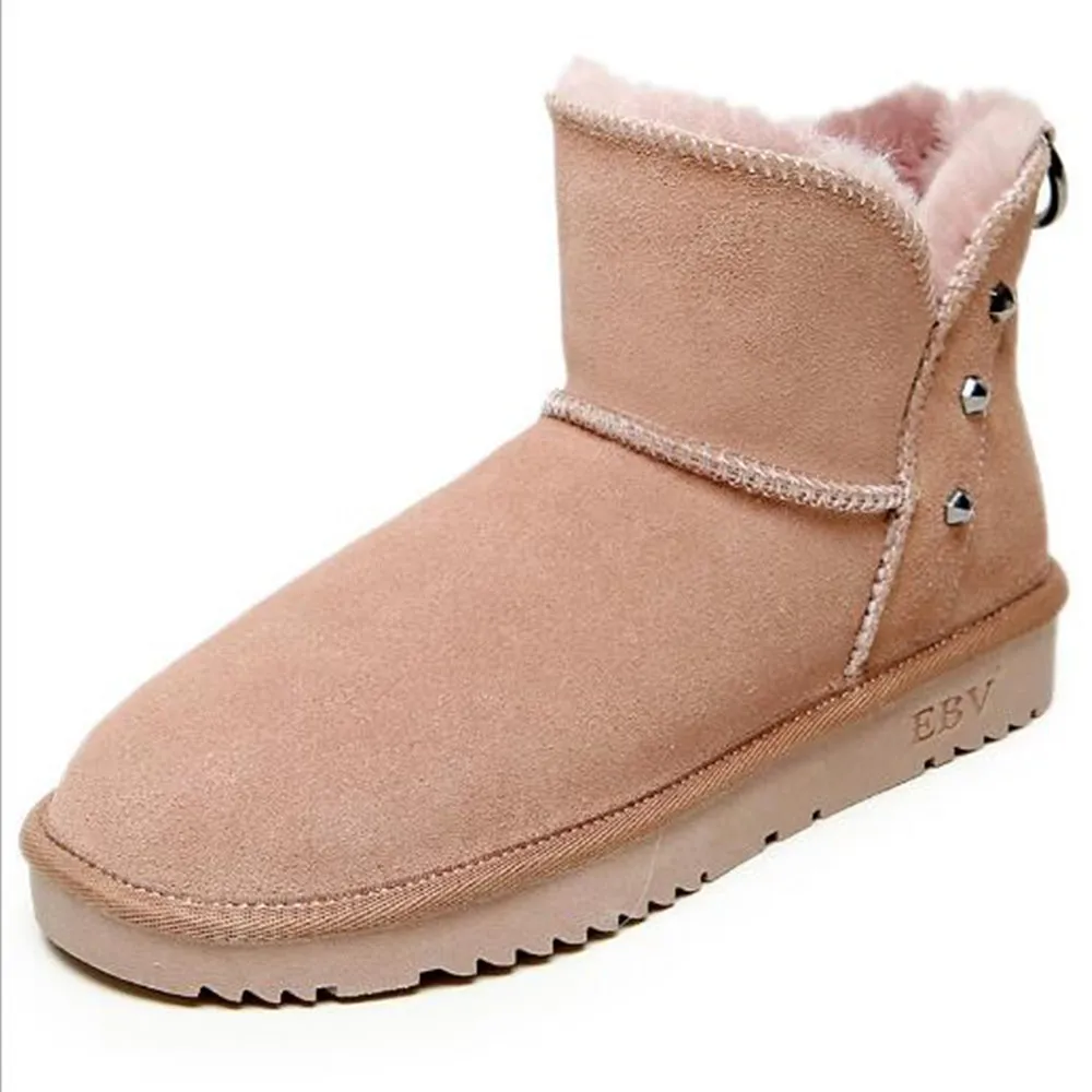 Women's Flat Heeled Cotton Shoes Winter Fashionable Snow Boots Women's Medium Tube Plush Thickened Anti Slip Black CottonShoes